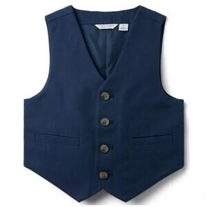 Janie and Jack Special Occasion Linen-Cotton Vest in Night Sky Navy